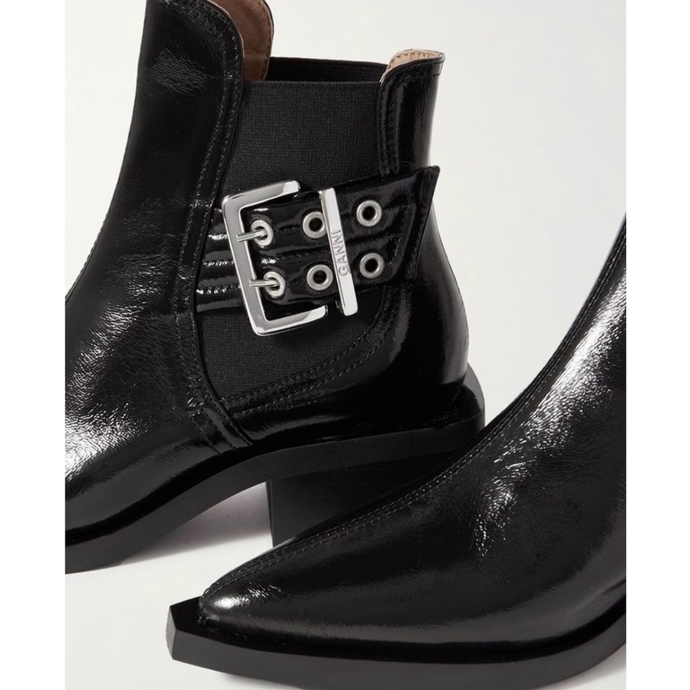 Ganni Buckled Glossy Boots